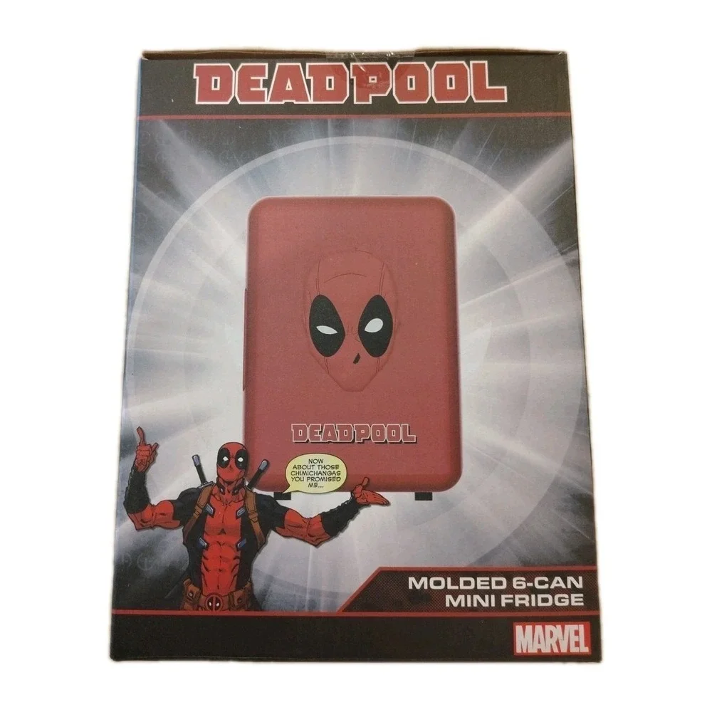 Brand New Deadpool Molded 6-Can Or 4L Mini Fridge‎ Red Marvel Portable Sealed